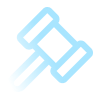Gavel icon in light blue
