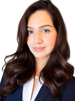 Shamila Akhtar in a suit